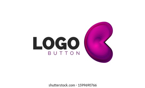 Abstract round shape logo template. Minimal geometrical design, 3d geometric bold symbol in relief style with color blend steps effect. Vector Illustration For Wallpaper, Banner, Background, Card