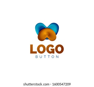 Abstract round shape logo template. Minimal geometrical design, 3d geometric bold symbol in relief style with color blend steps effect. Vector Illustration For Wallpaper, Banner, Background, Card