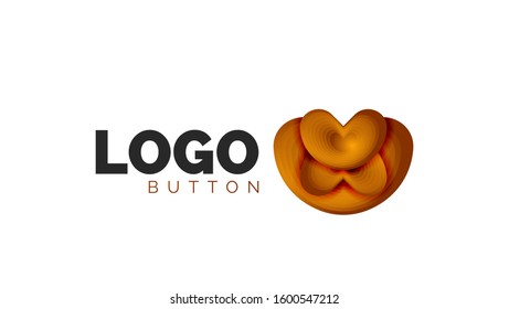 Abstract round shape logo template. Minimal geometrical design, 3d geometric bold symbol in relief style with color blend steps effect. Vector Illustration For Wallpaper, Banner, Background, Card