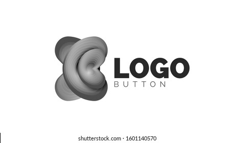 Abstract round shape logo template. Minimal geometrical design, 3d geometric bold symbol in relief style with color blend steps effect. Vector Illustration For Wallpaper, Banner, Background, Card