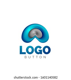 Abstract round shape logo template. Minimal geometrical design, 3d geometric bold symbol in relief style with color blend steps effect. Vector Illustration For Wallpaper, Banner, Background, Card