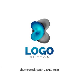 Abstract round shape logo template. Minimal geometrical design, 3d geometric bold symbol in relief style with color blend steps effect. Vector Illustration For Wallpaper, Banner, Background, Card