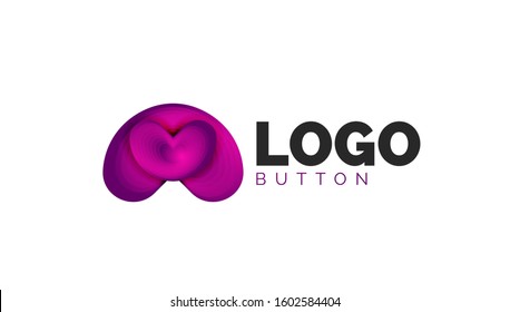 Abstract round shape logo template. Minimal geometrical design, 3d geometric bold symbol in relief style with color blend steps effect. Vector Illustration For Wallpaper, Banner, Background, Card