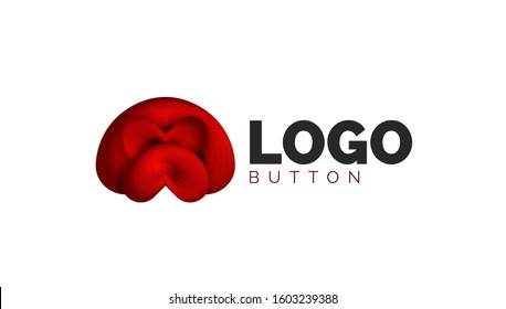 Abstract round shape logo template. Minimal geometrical design, 3d geometric bold symbol in relief style with color blend steps effect. Vector Illustration For Wallpaper, Banner, Background, Card