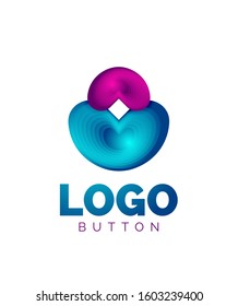 Abstract round shape logo template. Minimal geometrical design, 3d geometric bold symbol in relief style with color blend steps effect. Vector Illustration For Wallpaper, Banner, Background, Card
