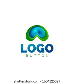 Abstract round shape logo template. Minimal geometrical design, 3d geometric bold symbol in relief style with color blend steps effect. Vector Illustration For Wallpaper, Banner, Background, Card