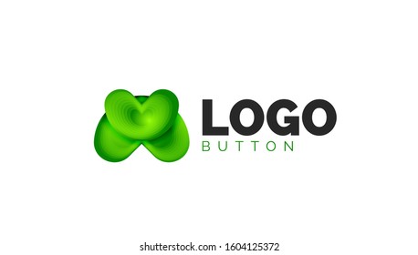 Abstract round shape logo template. Minimal geometrical design, 3d geometric bold symbol in relief style with color blend steps effect. Vector Illustration For Wallpaper, Banner, Background, Card