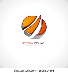 Abstract round shape logo template. Geometry design elements, symbols and signs. Beautiful vector illustration of line 3d icons