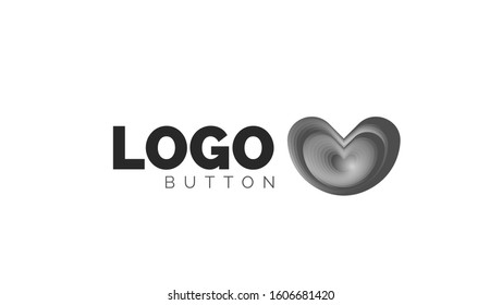 Plantilla de logotipo de forma redondeada abstracta. Diseño geométrico mínimo, símbolo de negrita geométrica 3d en estilo de relieve con efecto de combinación de colores. Ilustración vectorial para papel de escritorio, pancarta, fondo, tarjeta