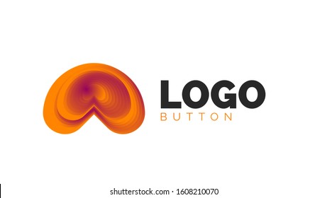 Abstract round shape logo template. Minimal geometrical design, 3d geometric bold symbol in relief style with color blend steps effect. Vector Illustration For Wallpaper, Banner, Background, Card