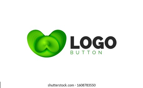 Abstract round shape logo template. Minimal geometrical design, 3d geometric bold symbol in relief style with color blend steps effect. Vector Illustration For Wallpaper, Banner, Background, Card