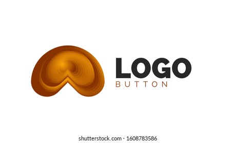 Abstract round shape logo template. Minimal geometrical design, 3d geometric bold symbol in relief style with color blend steps effect. Vector Illustration For Wallpaper, Banner, Background, Card