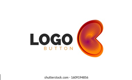 Abstract round shape logo template. Minimal geometrical design, 3d geometric bold symbol in relief style with color blend steps effect. Vector Illustration For Wallpaper, Banner, Background, Card
