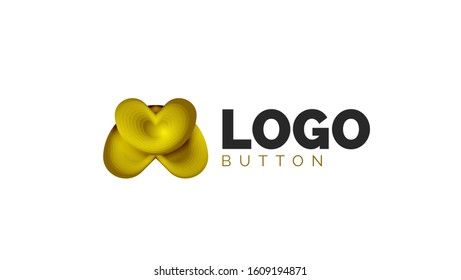 Abstract round shape logo template. Minimal geometrical design, 3d geometric bold symbol in relief style with color blend steps effect. Vector Illustration For Wallpaper, Banner, Background, Card