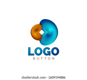Abstract round shape logo template. Minimal geometrical design, 3d geometric bold symbol in relief style with color blend steps effect. Vector Illustration For Wallpaper, Banner, Background, Card