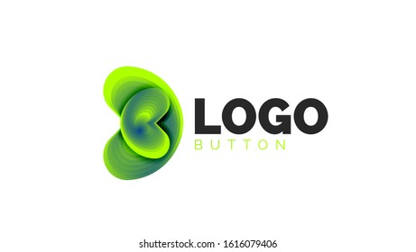 Abstract round shape logo template. Minimal geometrical design, 3d geometric bold symbol in relief style with color blend steps effect. Vector Illustration For Wallpaper, Banner, Background, Card