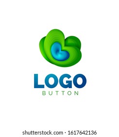 Abstract round shape logo template. Minimal geometrical design, 3d geometric bold symbol in relief style with color blend steps effect. Vector Illustration For Wallpaper, Banner, Background, Card