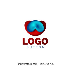 Abstract round shape logo template. Minimal geometrical design, 3d geometric bold symbol in relief style with color blend steps effect. Vector Illustration For Wallpaper, Banner, Background, Card