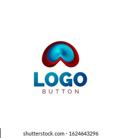 Abstract round shape logo template. Minimal geometrical design, 3d geometric bold symbol in relief style with color blend steps effect. Vector Illustration For Wallpaper, Banner, Background, Card