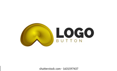 Abstract round shape logo template. Minimal geometrical design, 3d geometric bold symbol in relief style with color blend steps effect. Vector Illustration For Wallpaper, Banner, Background, Card