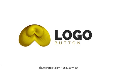 Abstract round shape logo template. Minimal geometrical design, 3d geometric bold symbol in relief style with color blend steps effect. Vector Illustration For Wallpaper, Banner, Background, Card