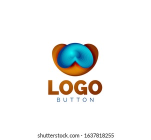 Abstract round shape logo template. Minimal geometrical design, 3d geometric bold symbol in relief style with color blend steps effect. Vector Illustration For Wallpaper, Banner, Background, Card