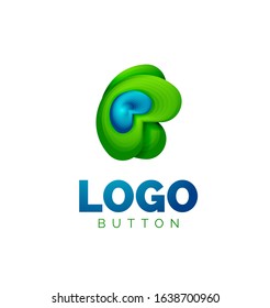 Abstract round shape logo template. Minimal geometrical design, 3d geometric bold symbol in relief style with color blend steps effect. Vector Illustration For Wallpaper, Banner, Background, Card
