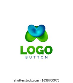 Abstract round shape logo template. Minimal geometrical design, 3d geometric bold symbol in relief style with color blend steps effect. Vector Illustration For Wallpaper, Banner, Background, Card