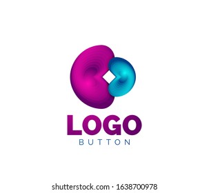 Abstract round shape logo template. Minimal geometrical design, 3d geometric bold symbol in relief style with color blend steps effect. Vector Illustration For Wallpaper, Banner, Background, Card