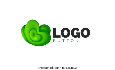 Abstract round shape logo template. Minimal geometrical design, 3d geometric bold symbol in relief style with color blend steps effect. Vector Illustration For Wallpaper, Banner, Background, Card