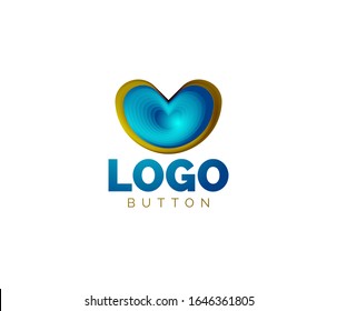 Abstract round shape logo template. Minimal geometrical design, 3d geometric bold symbol in relief style with color blend steps effect. Vector Illustration For Wallpaper, Banner, Background, Card