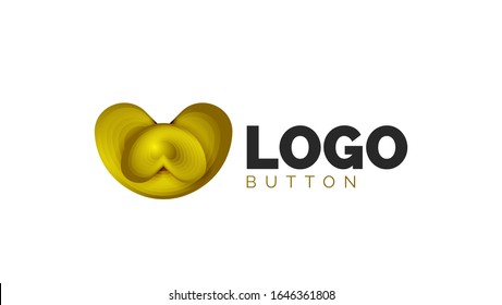 Abstract round shape logo template. Minimal geometrical design, 3d geometric bold symbol in relief style with color blend steps effect. Vector Illustration For Wallpaper, Banner, Background, Card