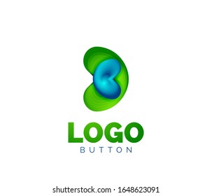 Abstract round shape logo template. Minimal geometrical design, 3d geometric bold symbol in relief style with color blend steps effect. Vector Illustration For Wallpaper, Banner, Background, Card