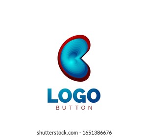Abstract round shape logo template. Minimal geometrical design, 3d geometric bold symbol in relief style with color blend steps effect. Vector Illustration For Wallpaper, Banner, Background, Card