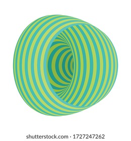 Abstract round shape. Striped shell. Color 3D vector form. Element for design.