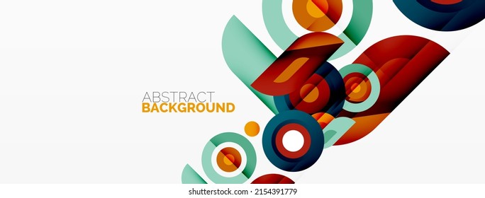 Abstract round shapes background. Minimalist decoration. Geometric background with circles and rings
