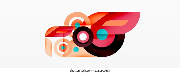 Abstract round shapes background. Minimalist decoration. Geometric background with circles and rings