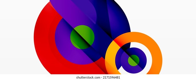 Abstract round shapes background. Minimalist decoration. Geometric background with circles and rings