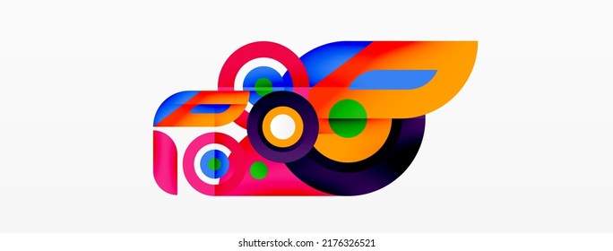 Abstract round shapes background. Minimalist decoration. Geometric background with circles and rings
