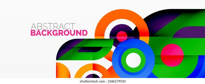 Abstract round shapes background. Minimalist decoration. Geometric background with circles and rings