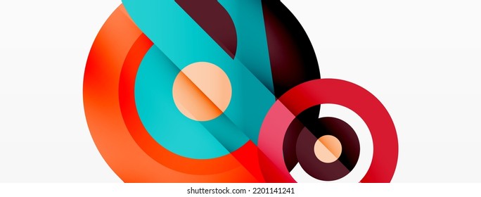 Abstract round shapes background. Minimalist decoration. Geometric background with circles and rings