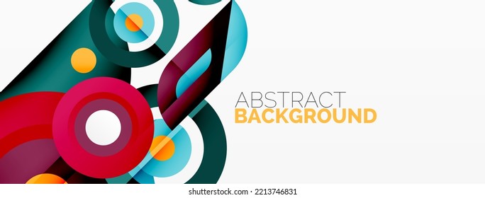 Abstract round shapes background. Minimalist decoration. Geometric background with circles and rings