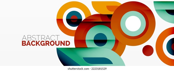 Abstract round shapes background. Minimalist decoration. Geometric background with circles and rings