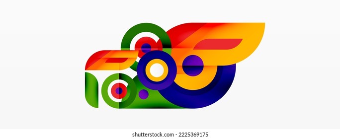 Abstract round shapes background. Minimalist decoration. Geometric background with circles and rings