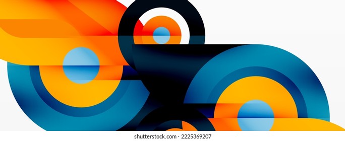 Abstract round shapes background. Minimalist decoration. Geometric background with circles and rings