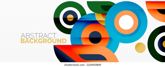 Abstract round shapes background. Minimalist decoration. Geometric background with circles and rings