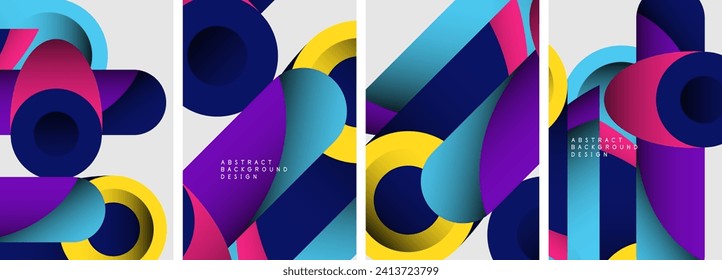 Resumen de formas redondeadas y círculos de diseño de afiches. Ilustración vectorial para fondo de escritorio, pancarta, fondo, tarjeta, ilustración del libro, página de inicio