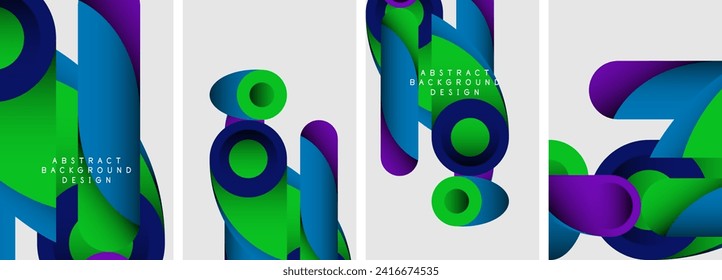 Resumen de formas redondeadas y círculos de diseño de afiches. Ilustración vectorial para fondo de escritorio, pancarta, fondo, tarjeta, ilustración del libro, página de inicio