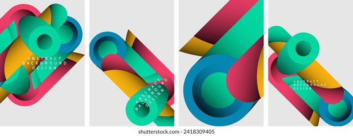 Resumen de formas redondeadas y círculos de diseño de afiches. Ilustración vectorial para fondo de escritorio, pancarta, fondo, tarjeta, ilustración del libro, página de inicio