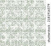 Abstract round shapes geometric motif artsy pattern continuous vine background. Modern geo fabric diamond design textile swatch ladies dress, man shirt all over print block. White, green  palette.